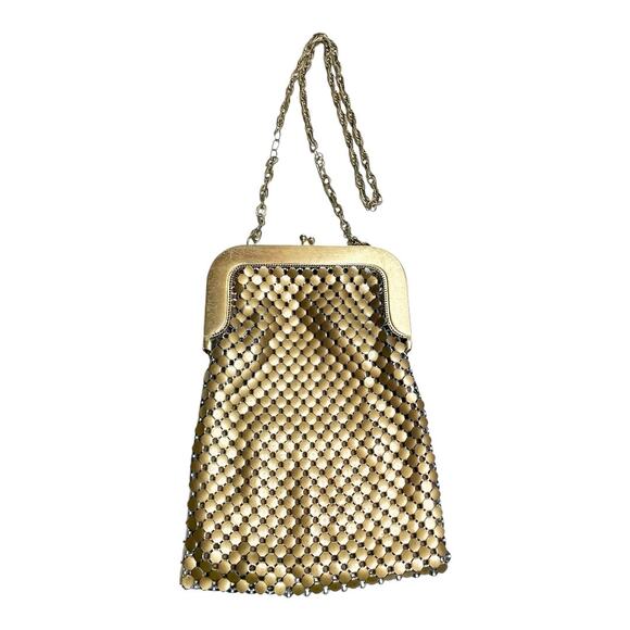 Whiting & Davis Vintage Matte Gold Chunky Chain Mail Purse - Picture 1 of 7